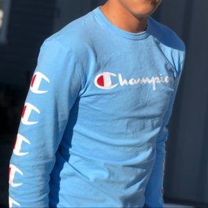 Small Champion light blue long sleeve shirt